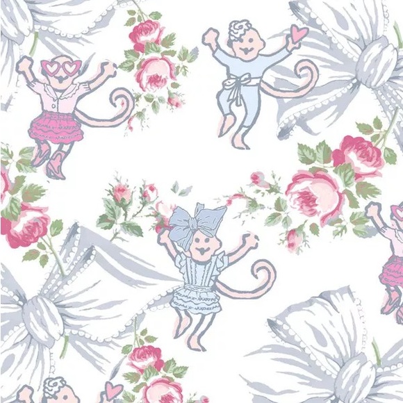 LoveShackFancy X Roller Rabbit Rosa Beaux Monkey Women's PJs - Picture 3 of 6